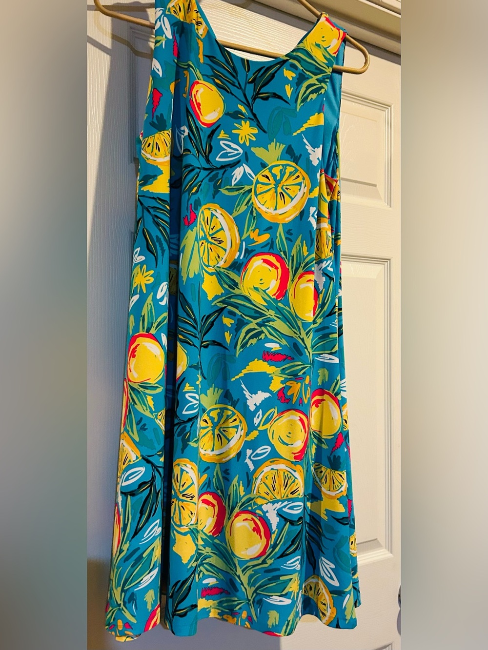 Pappagallo Tropical Citrus Teal midi  Dress